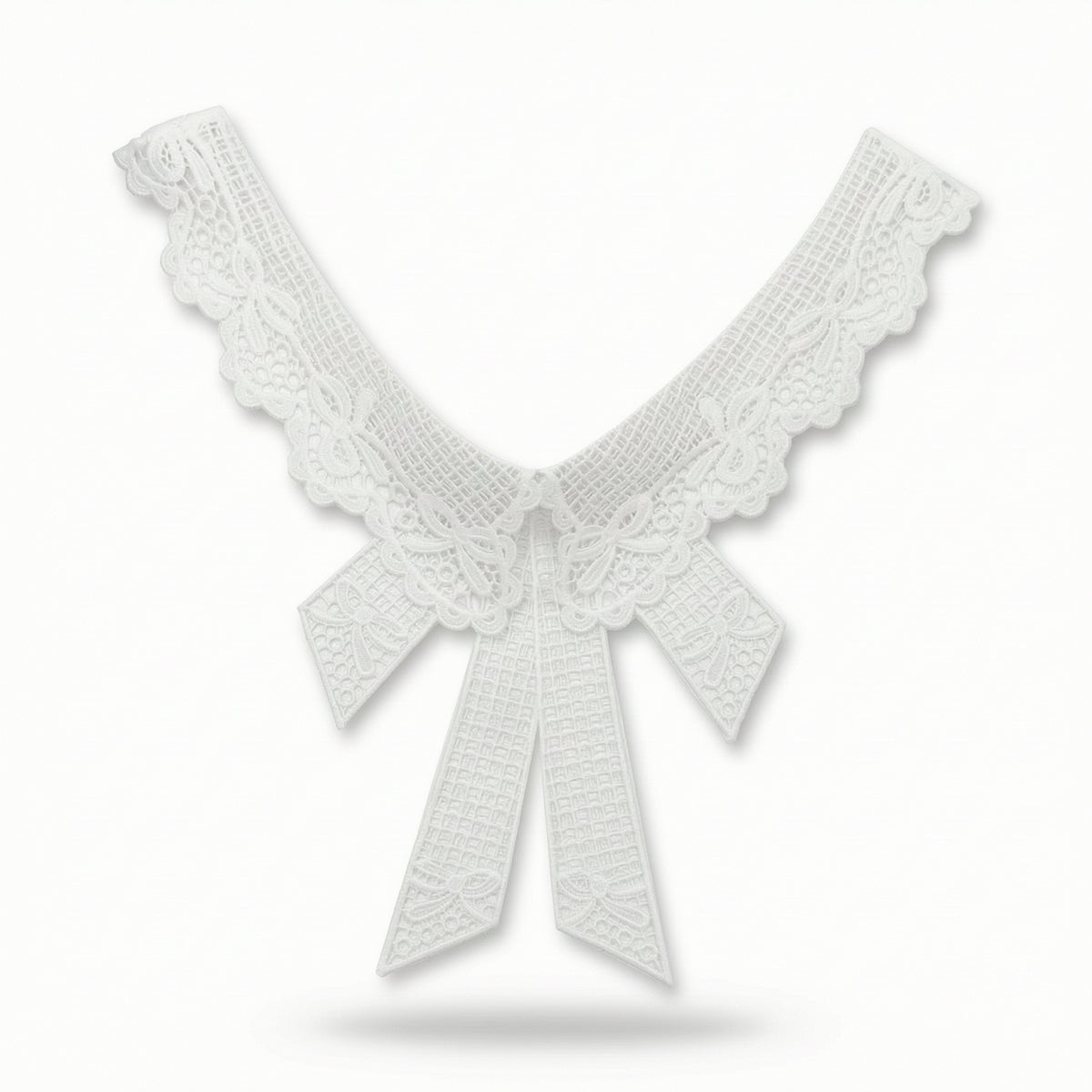 Embroidered Collar with Bow Scalloped Detachable Collar Elegant Delicate for Girls, School