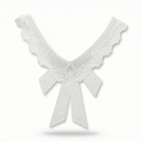 Embroidered Collar with Bow Scalloped Detachable Collar Elegant Delicate for Girls, School