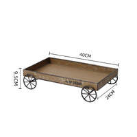 Spoked Wheels Iron Tray Rectangular Rustic Metal Tray Raised Sides Household Decor Shallow