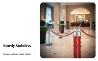 Thickened Stainless Steel Rope Stanchion Non-Slip Rubber Base Stanchion and Rope Set Polished Finish Queue Line Pole Long-Lasting for Hotel Managers, Business Owners, Party Hosts, Hotels, Airports, Grand Openings, Theaters