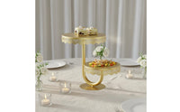 Lace Border 2 Tier Dessert Stand Multi-Functional Tiered Serving Stand Metal Food Display Rack for Wedding, Afternoon Tea, Party, Buffet