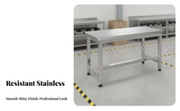 High Weight Capacity Stainless Steel Work Table Rust-Proof Heavy Duty Workbench Scratch-Resistant Industrial Workstation Easy to Clean for Professionals, Factory Workers, Assembly Line, Warehouse, Laboratoryoratory Oratory, Storage Room
