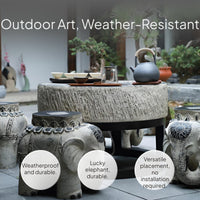 Stone-Look Resin Patio Stool Set, Waterproof, Garden Decor