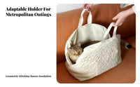 Warm Lined Foldable Cat Carrier Adjustable Shoulder Strap Pet Car Seat Carrier Waterproof for Travelers, Outdoor Trips, Veterinarian Visits