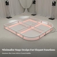 LED Glass Stage Remote Controlled Illuminated Walkway Stage Modular Design Reinforced Glass Display Stage for Fashion Shows, Nightclubs, Hotel Lobbies