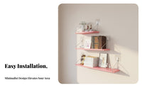 Modern Design No-Drill Floating Shelf Easy to Install Floating Wall Shelf Space-Saving Display Ledge Multi-Functional for Renters, Students, Homeowners, Living Room, Bedroom, Home Office, Bathroom