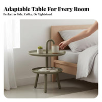 Portable Design Handle-Top Accent Table Space-Saving Accent Table with Storage adaptable Use Nightstand Multi-Functional for Apartment Dwellers, Homeowners, Students, Bedroom, Small Spaces, Living Room, study corner