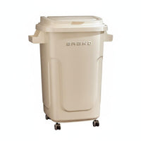 No-Bend Ergonomic Height Kitchen Garbage Can with Lid Easy Mobility Rolling Trash Can 360° Swivel Wheels Large Capacity Waste Basket Wide Opening for Office, Restaurant