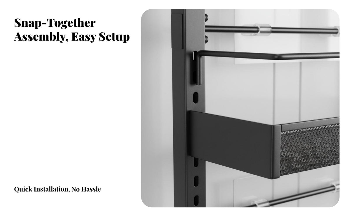 No-Drill Installation Multi-Tier Hanging Basket Rack Space-Saving Design over-the-Door Tiered Rack Easy Assembly Household Storage Adjustable Baskets for Families, Homeowners, Kitchen, Bathroom, Bedroom, Closet