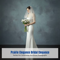 Bridal Veil, Double Tier Edged Veil with Comb, Simple Cream Wedding Headpiece, European Design, Photography Accessory