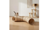Side Entrance Foldable Feline Tunnel Stitched Curved Feline Tunnel Khaki