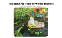Tabletop Frog Figurine Hand-Painted Frog Ornament Glossy Finish Home Decor Leaf Canopy