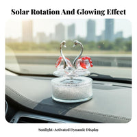 Automatic Rotation Solar Powered Rotating Swan Ornament Luxury Design Rotating Swan Figurine Easy Installation for Drivers, Office Desk