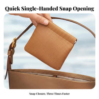 Press Top Pouch Single-Hand Self-Closing Pouch Portable Self-Closing Cosmetic Bag for Women, Girls, Handbag Organization, Daily Use, Backpack