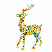 Deer Statue with Antlers Glossy Deer Figurine Tabletop Decor for Living Room, Entryway