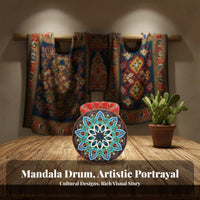 Painted Ethnic Tambourine Performance Stage Prop Hand Drum Handmade Percussion Instrument for Dancers, Culture Aficionados, Cultural Events, Classroom