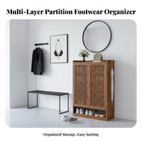 Breathable Design Louvered Door Shoe Cabinet Dust-Proof Multi-Layer Shoe Rack with Doors Large Capacity Louvered Door Storage Cabinet Easy Assembly for Apartment Dwellers, Homeowners, Families, Hallway, Mudroom, Living Room, Bedroom