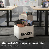 Wheeled Textile Bin 360° Rotating Wheels Storage Basket Large Capacity
