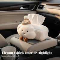 Decorative Soft Puff Tissue Holder Easy to Refill Cute Soft Puff Car Tissue Case Zipper Closure for Women, Kids