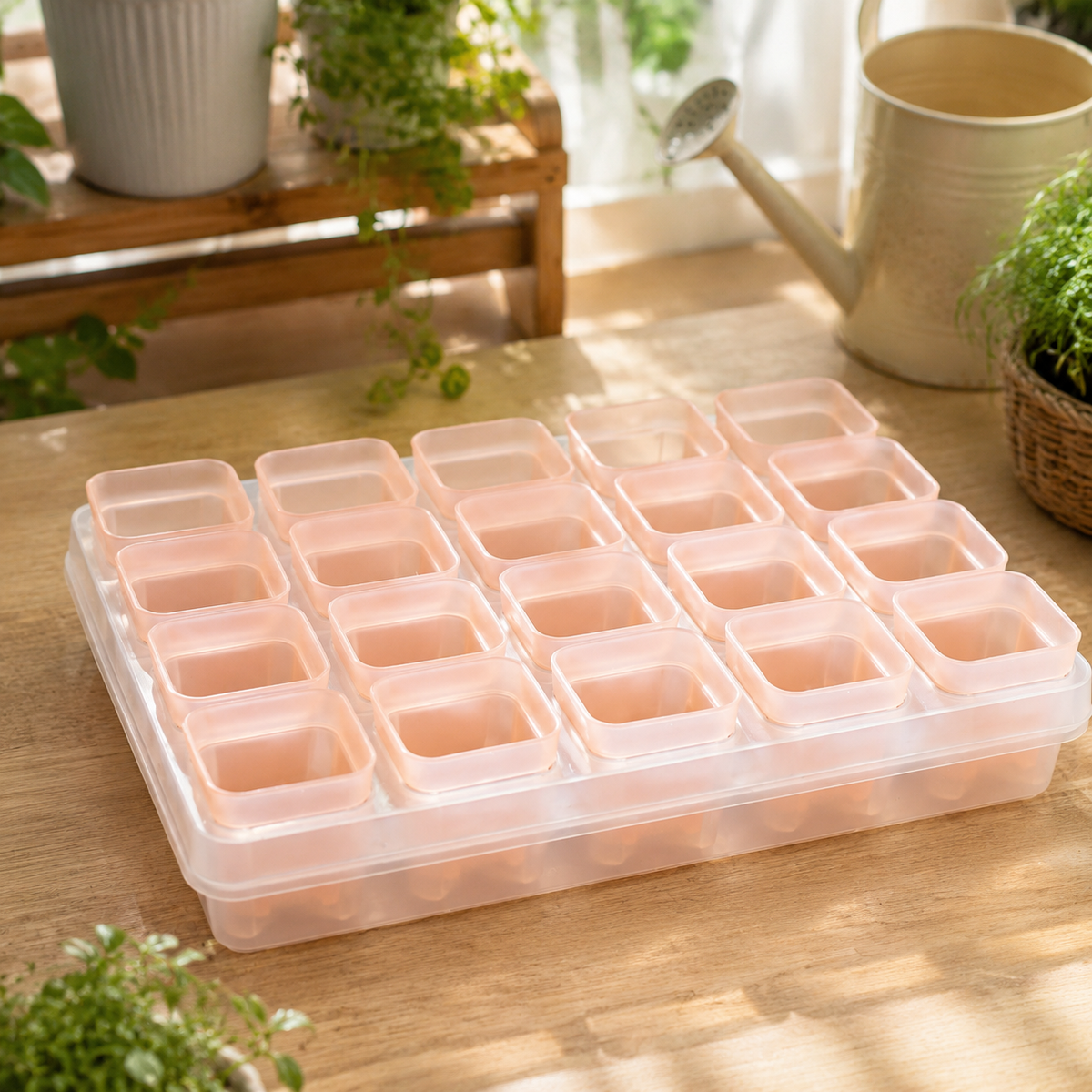 Seedling Pots, 5cm, With Water Saucer, PP Material, Semi-transparent, Set of 3, For Succulents, Sowing, Cuttings