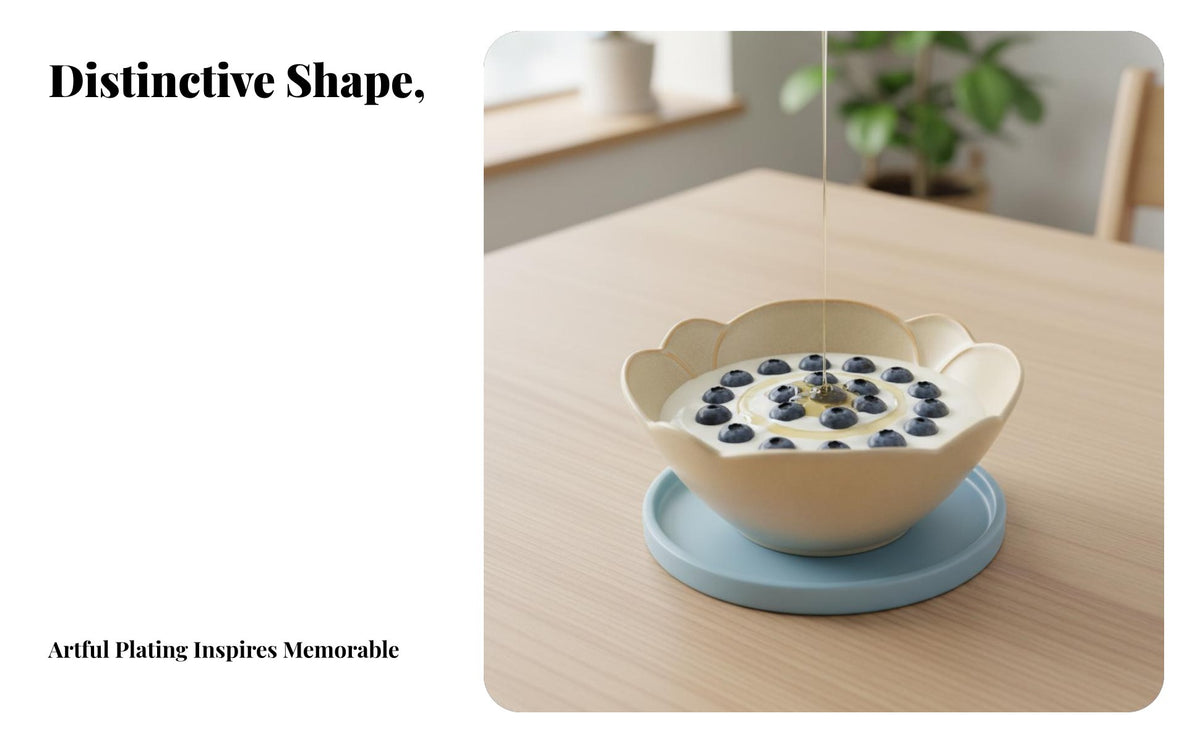 Ceramic Lotus Bowl, Cream Tableware, Modern Salad Bowl, Elegant Soup Bowl, New Home Dining