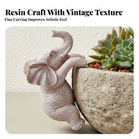 Playful Design Resin Elephant Pot Hugger Lightweight Hanging Elephant Figurine Versatile Decor for Balcony, Office