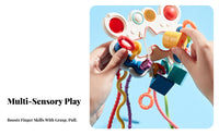 Pull String Toy Complimentary Crab Shaped Travel Toy Multiple Ways to Play for Babies 6-12 Months, Toddlers, Stroller, Crib, Car Seat