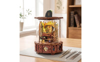 Music Box with Display Cover Wooden Miniature Music Box Small-Scale Decor for Hobbyists, Crafters, Bookshelf, Study Room