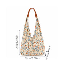 Casual Tote Bag with Floral Print Soft Slouchy Shoulder Bag Comfortable Handbag Portable for Women
