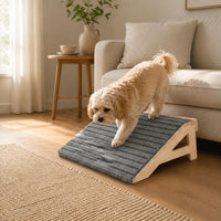 Wooden Dog Stairs Easy to Climb Dog Ramp Stairs Soft Surface Mat for Bed