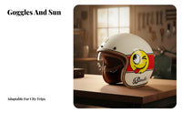 Retro 3/4 All Season 3/4 Open Face Removable and Washable Lining Shielded Headwear for Men, Women, Street Riding