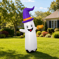 Inflatable Inflatable Ghost with Witch Hat Outdoor Inflatable Ghost Weather-Resistant Yard Decoration Spooky for Homeowners, Families, Lawn, Porch