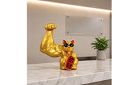 Auspicious Cat Figurine Tabletop Waving Cat Statue Wealth Symbol Desktop Auspicious sculpture for Front Desk Display