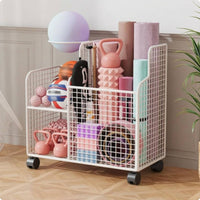 Rolling Wire Storage Trolley Grid-styleGrid Sports Equipment Trolley Sports Gear Trolley Multi-Section Metal Storage Stand