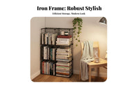 Multi-Layer Design Narrow Floor Bookshelf Space Saving Metal Grid Shelf Multifunctional Modular Wire Shelf Easy Assembly for Children, Students, Study Room, Bedroom, Office, Playroom