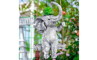 Resin Elephant Planter Gray and White Swing Seat Planter Easy to Hang Outdoor Decoration