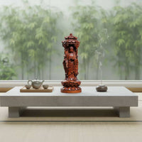 Hand Carved Buddha Statue Aged Finish Carved Buddha Statue Intricate Details Religious Decor for Collectors, Buddhists, Meditation Room