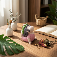 Stretching Silhouette Figurine Pink Outfit Cartoon Stretching Figurine Compact Home Decoration