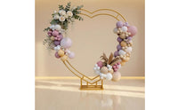 Heart Shaped Wedding Arch Double-Layer Heart Silhouette Metal Structure Arch Gilded Celebration Decor for Weddings, Events