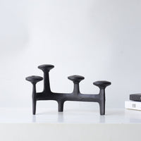 Abstract 4-Cup Candle Holder Textured Tabletop Candle Holder Alloy Home Decor Sturdy for Display