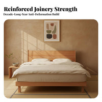Floating Wooden Bedstead Nordic design Bed Frame Minimalist Aesthetic Bedroom Furniture for Apartment Dwellers, Adults, Small Living Spaces, Guest Room