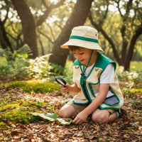 Outdoor Exploration Role-Play Set Multi-Pocket Design Kids Journeyer Vest and Hat Set Children's Wilderness Costume Multiple