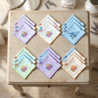 18 Pieces Handkerchief with Edges Floral Handkerchief with Edge Soft Facial Cloths for Women, Weddings