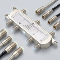 6-Way Coaxial Splitter 75-Ohm Coaxial Splitter with Mounting Ears 5-2400 MHz Power Passing for CATV Installations