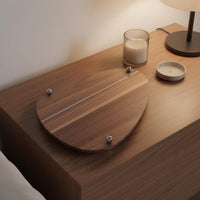 Walnut and Steel Decorative Tray Modern Design Modernist Wood Fruit Tray Home Decor for Living Room, Kitchen Counter