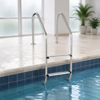 Stainless Steel Swimming Pool Ladder with Handrails Rust-Resistant Pool Ladder with Handrails Cylindrical Reinforced for Backyard Pools
