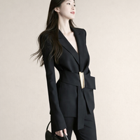 Ladies Trouser Suits for Wedding Guests with Long Sleeve Jacket, Two Piece for Women in Extended Sizes, Polyester Blend Material