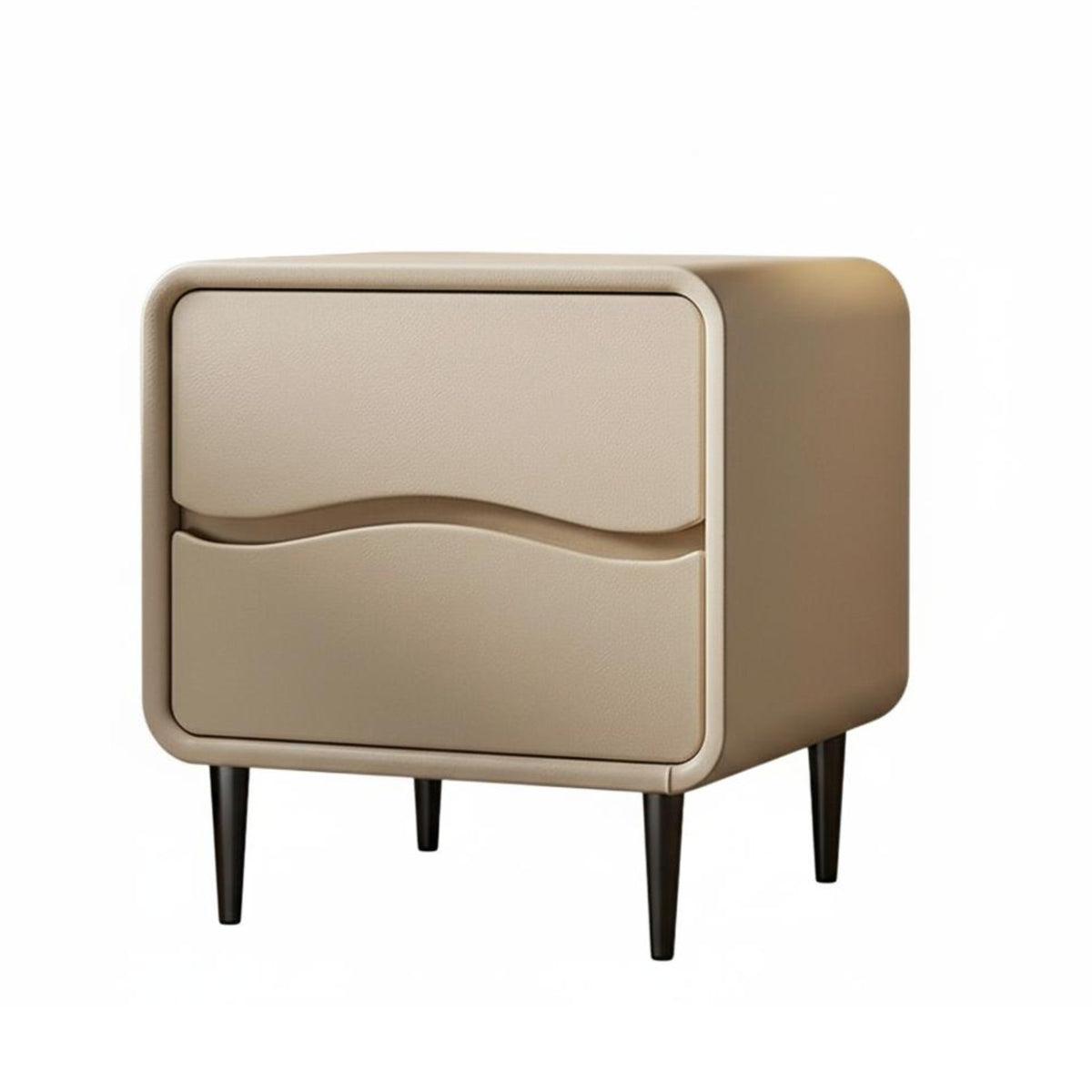 Modern Design Fluted Drawer Nightstand Sturdy Construction Wavy Front Cabinet Rounded Corners Bedside Table Ample Storage for Design Enthusiasts, Apartment Dwellers, Homeowners, Hallway, Home Office