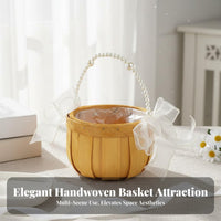 Mini Woven Basket Handwoven Mini Basket with Handle Material for Children, Flower Girls, Weddings, Home Decor, Easter
