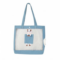 Mesh Panel Pet Carrier Tote Bag Shoulder Straps Feline Carrier Bag Portable Feline Travel Handbag Ventilated